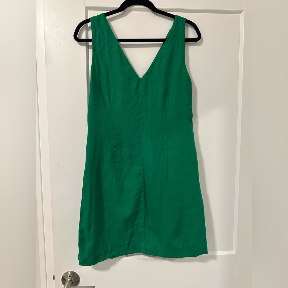 Linen Green Sleeveless Dress